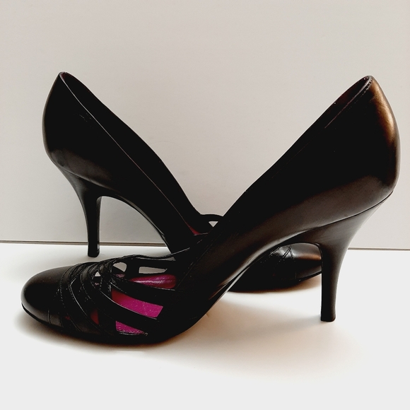 SERGIO ROSSI Italy Elegant Genuine Leather Black High Heel Shoes Sz 7.5 Eur 37.5 - Picture 11 of 14